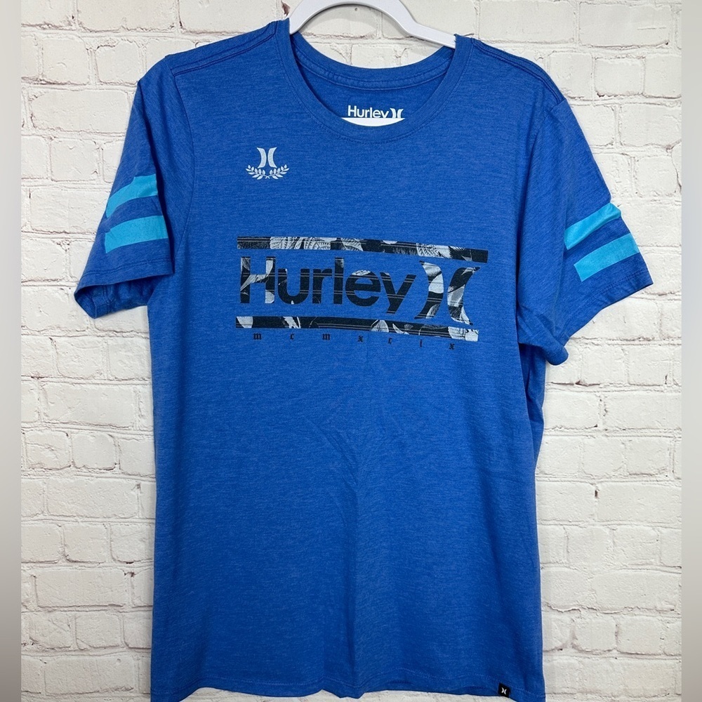 Hurley Logo blue Graphic print Short Sleeve T-Shirt, sz M, GUC